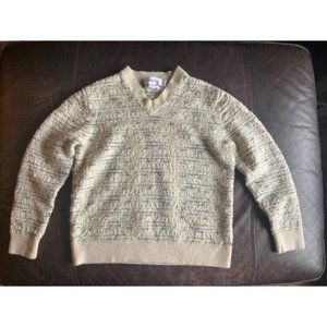 Calvin Klein White/Gray Fine Merino V-neck Sweater